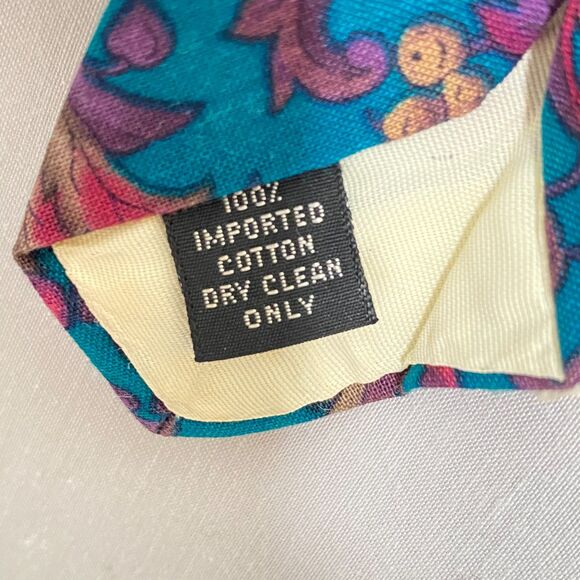 Rohde Royce Necktie Green  Burgundy Floral Pattern 100% Cotton - Picture 5 of 8